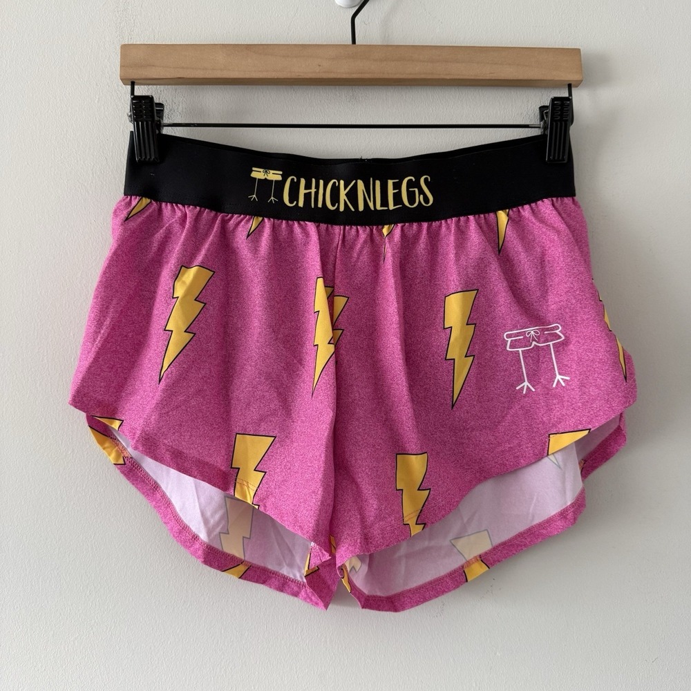 Chicknlegs Running Shorts Womens S Lightning Bolts Gym Workout Active Jogging
